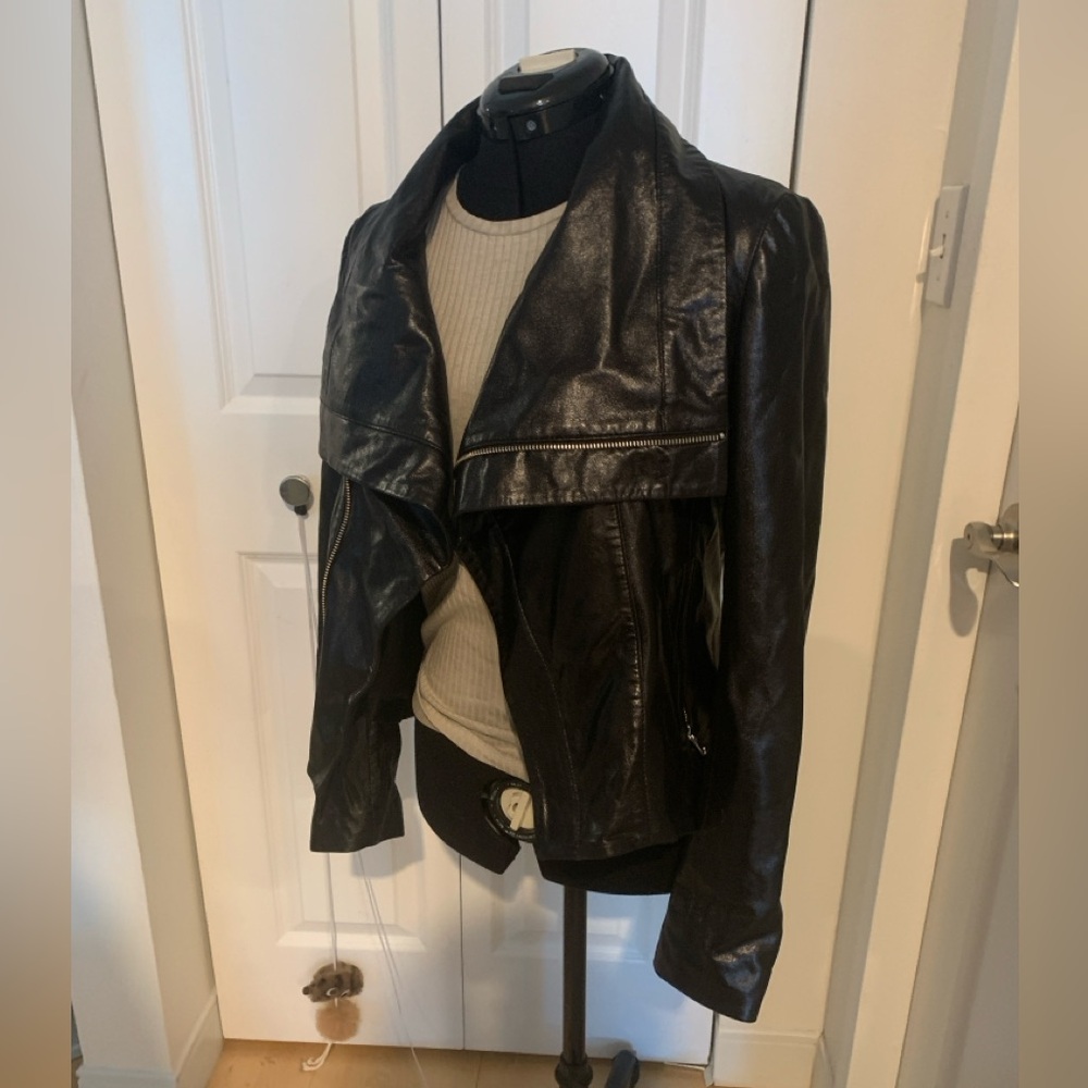 Black Olivieri jacket size IT40/small in shiny black genuine leather